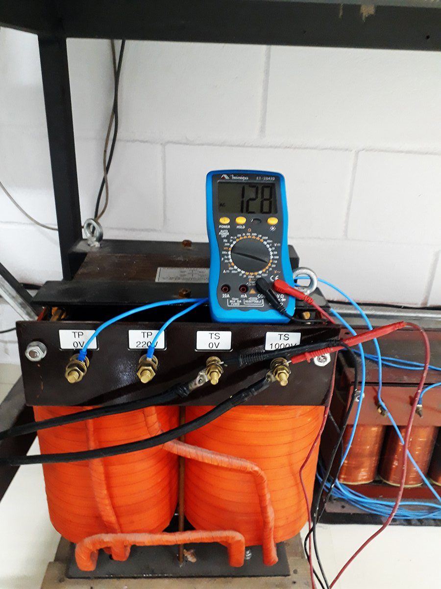 A rectifier test bench with copper windings and instrumentation